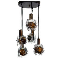Polished Chrome Italian Sculptural Pendant Light 8