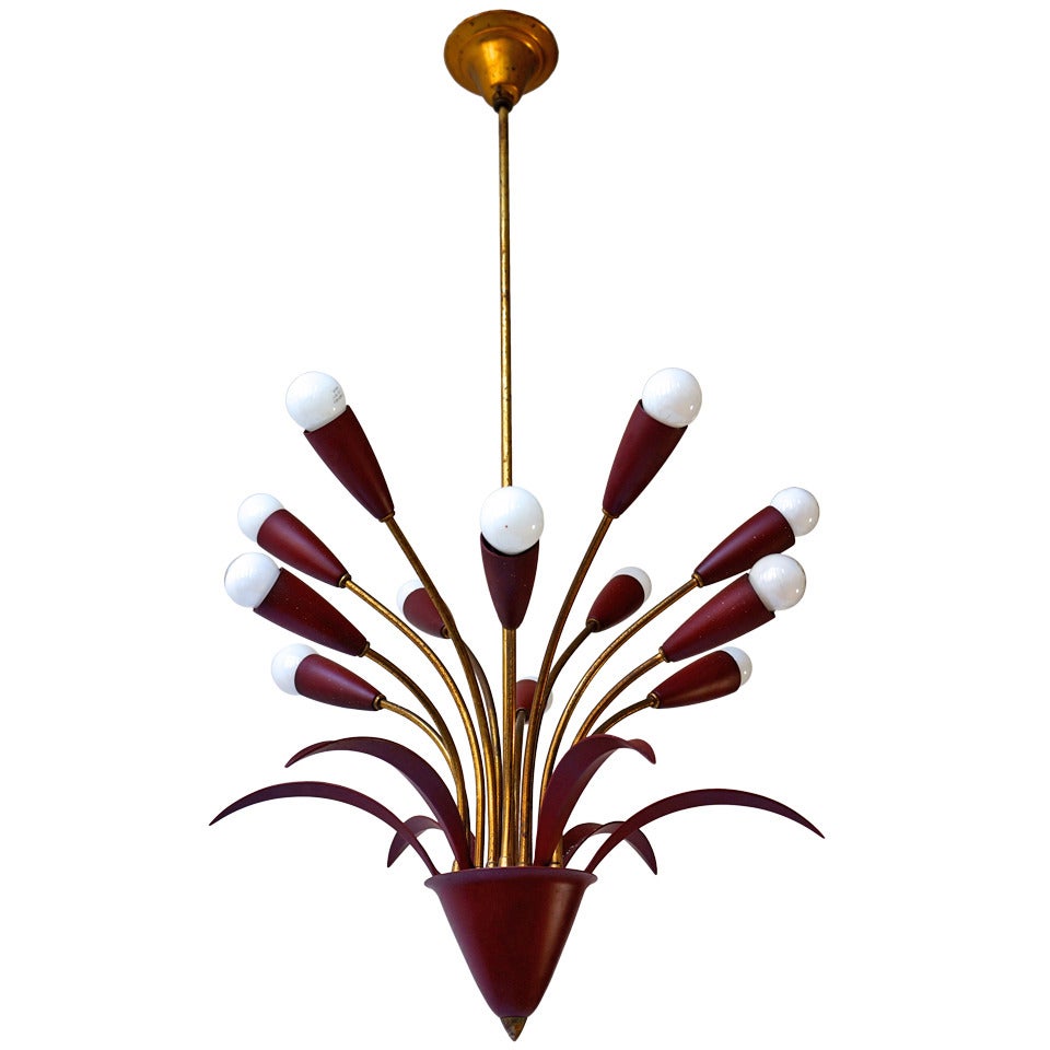Lámpara Sputnik de techo a la manera de Arteluce, Italia, años 50