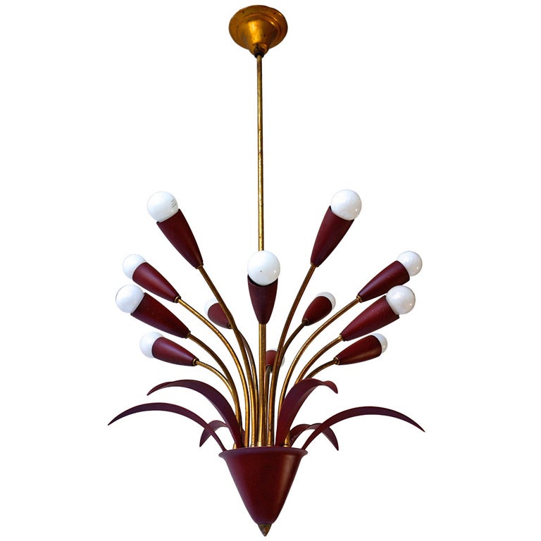 Ceiling Sputnik Lamp in the Manner of Arteluce, Italy, 1950s For Sale