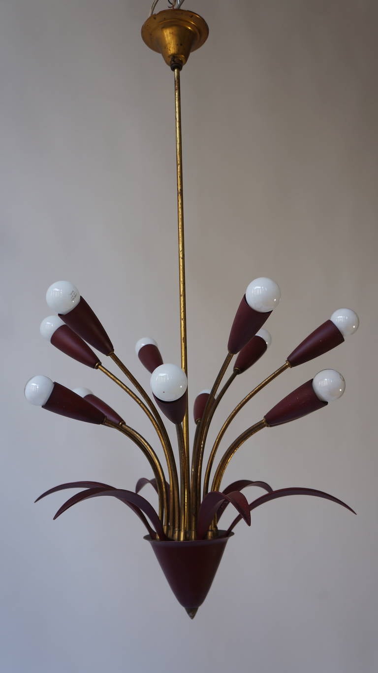 Lacquered Ceiling Sputnik Lamp in the Manner of Arteluce, Italy, 1950s For Sale