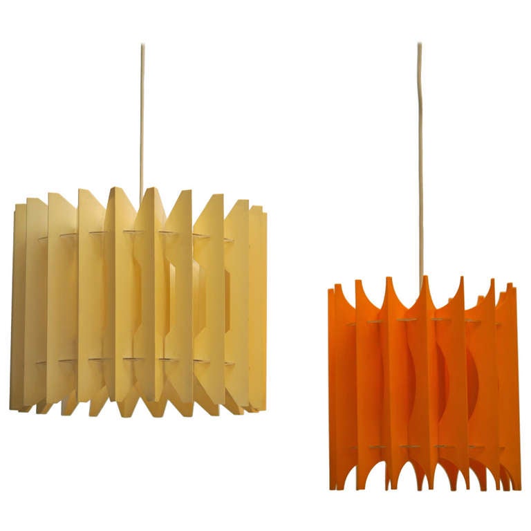 Midcentury Group of Five MultiColored Pendant Lights For Sale at 1stdibs