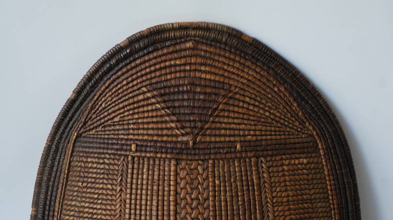 Tribal Ngombe Wicker Shield, Congo, Late 19th Century