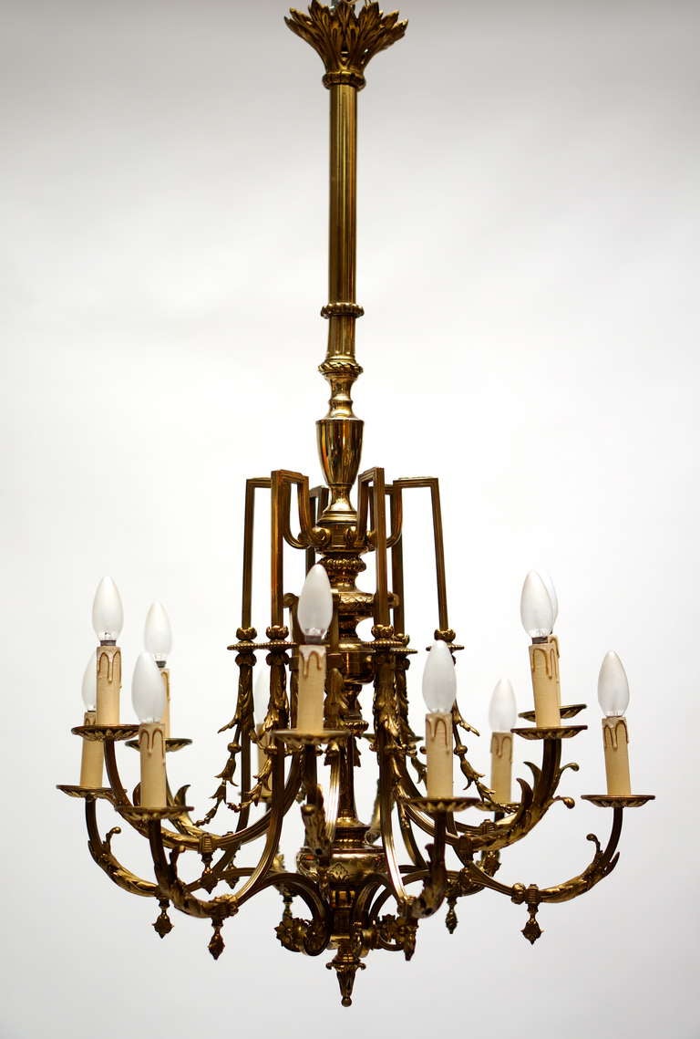 French bronze Napoleon III chandelier.
Diameter:68 cm.
Height:115 cm.