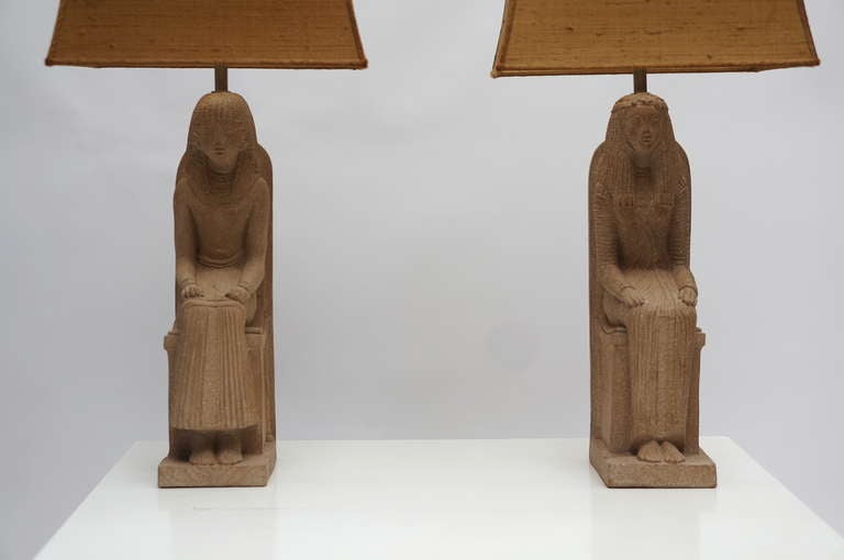 Italian Pair of Ceramic Figural Lamps