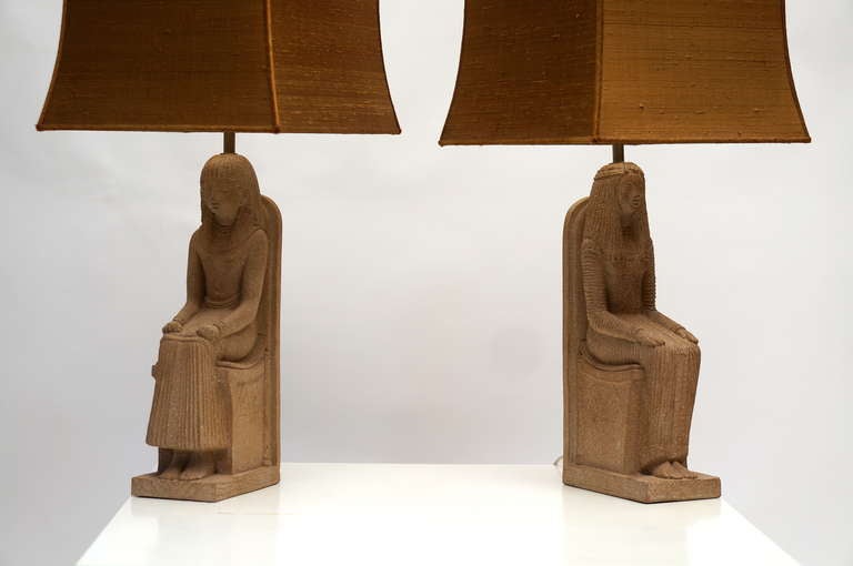 20th Century Pair of Ceramic Figural Lamps