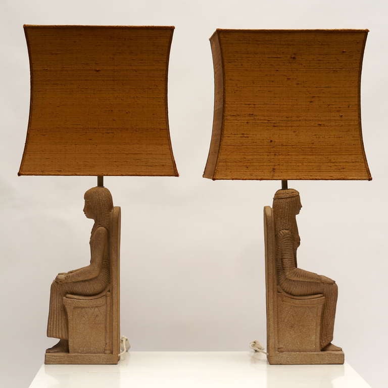 Mid-Century Modern Pair of Ceramic Figural Lamps