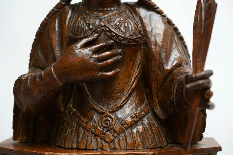 Wood Bust of a Female Martyr