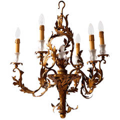 Gilt Wrought Iron Chinoiserie Style Chandelier 12