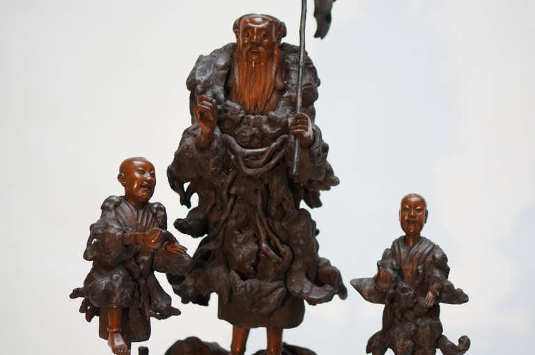 Sculpture chinoise en bois de ronce Bon état - En vente à Antwerp, BE