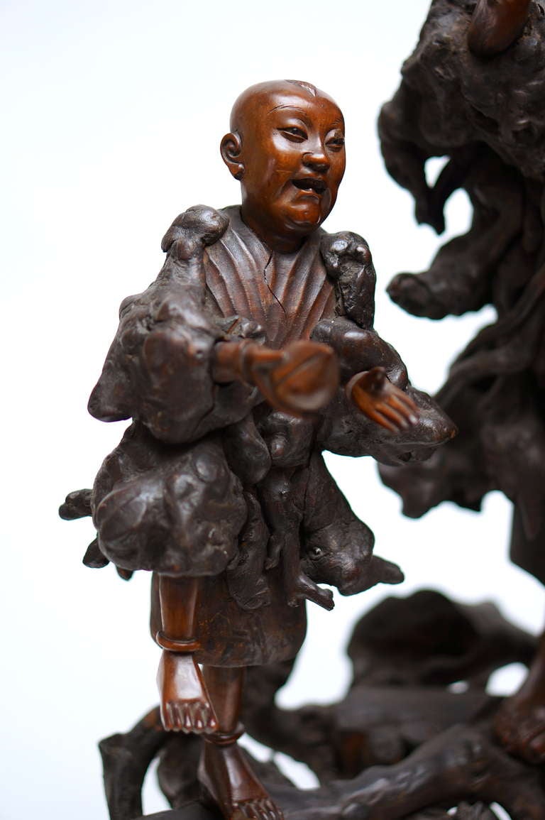 Chinese Burlwood Sculpture For Sale 1