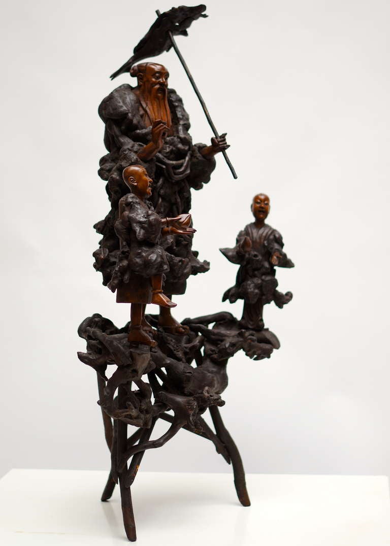 Chinese burlwood sculpture .
Height 100 cm.