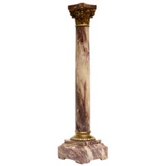 Italian Marble Column Pedestal with Corinthian Capital