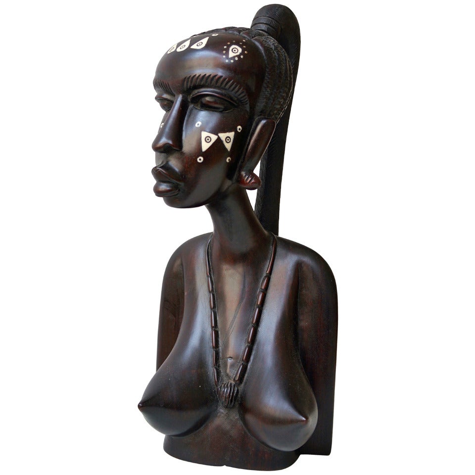 Carved African Wood Bust at 1stDibs | carved african wooden busts