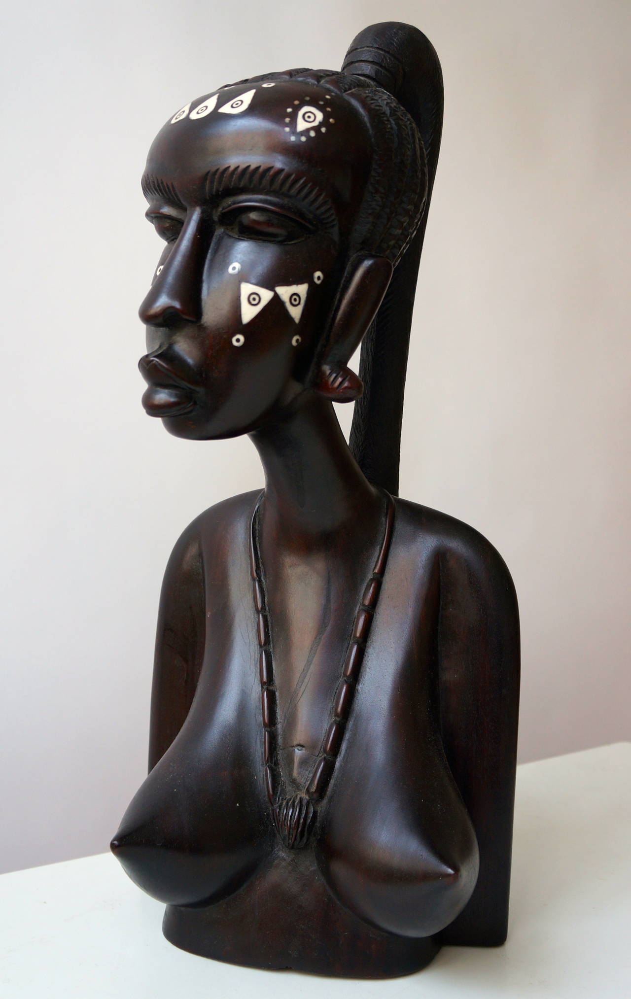 Carved African wood bust.