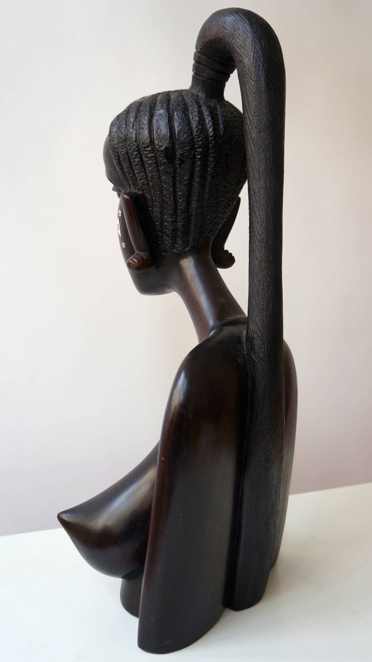 Congolese Carved African Wood Bust