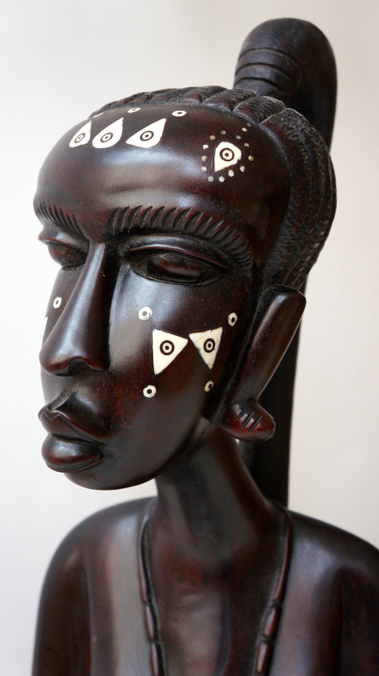 Late 20th Century Carved African Wood Bust
