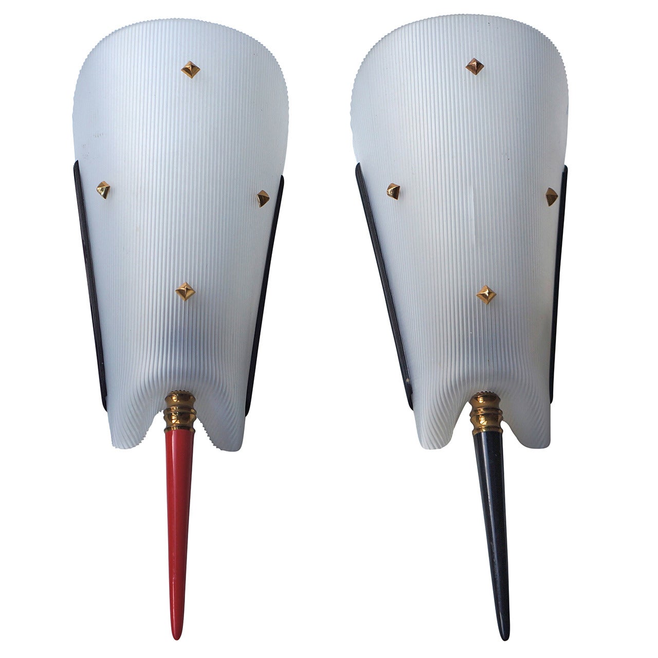 Pair of Celluloid and Brass Sconces