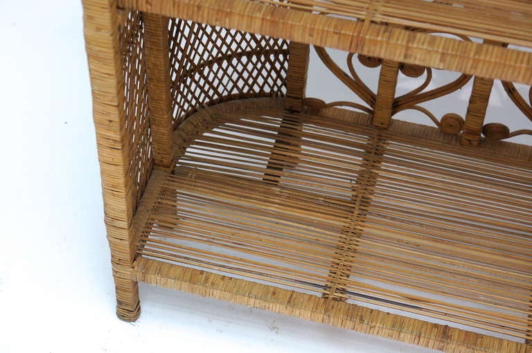 Mid-20th Century Vintage Italian Rattan Cocktail Bar