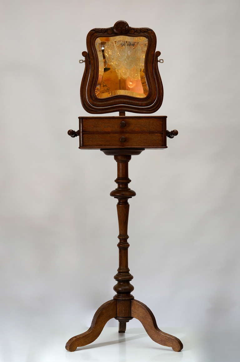 20th Century Standing Oak Mirror For Sale