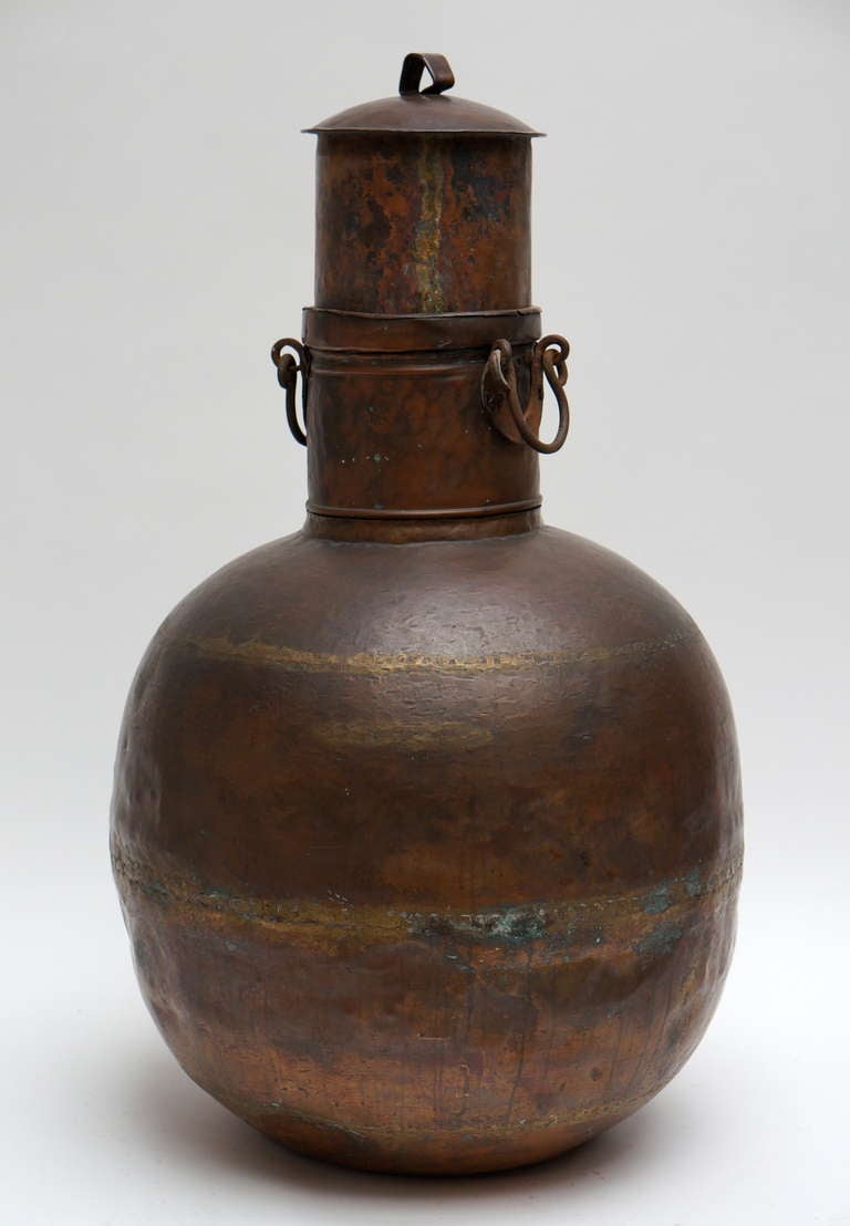 Indian Tall Copper Covered Container