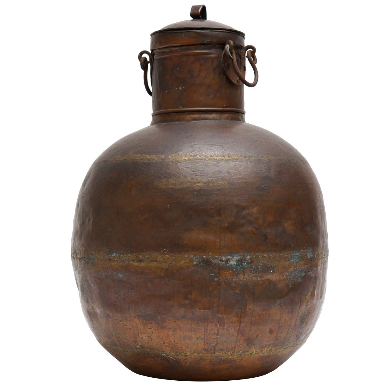 Tall Copper Covered Container