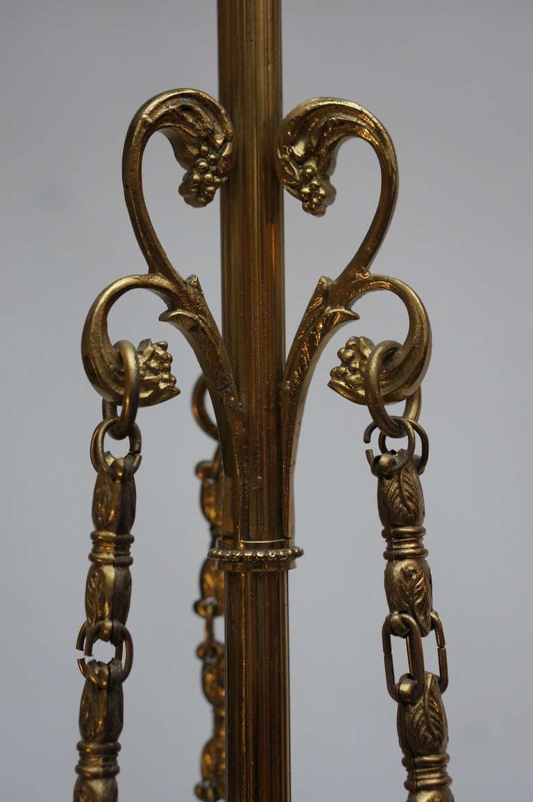 Italian Art Nouveau Brass and Glass Chandelier For Sale 1