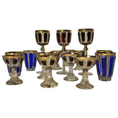 Antique Fine and Rare Collection of Late 19th Century Moser Cut Crystal Glasses