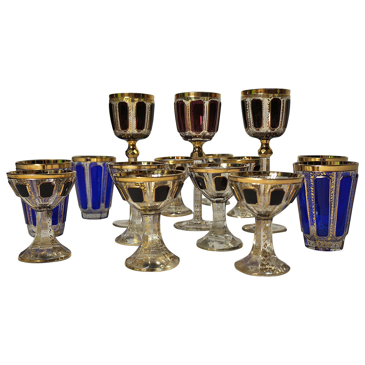 Fine and Rare Collection of Late 19th Century Moser Cut Crystal Glasses