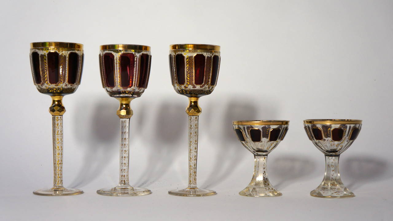 Czech Fine and Rare Collection of Late 19th Century Moser Cut Crystal Glasses