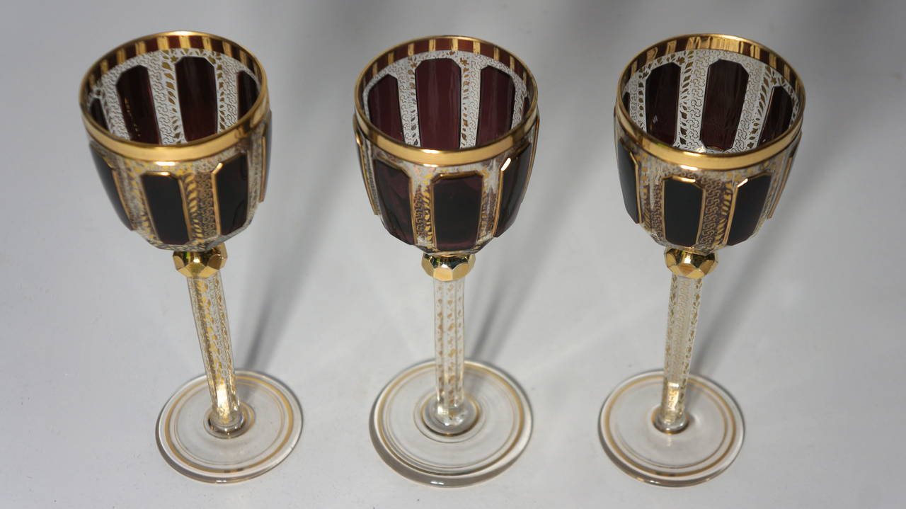 Fine and Rare Collection of Late 19th Century Moser Cut Crystal Glasses 2