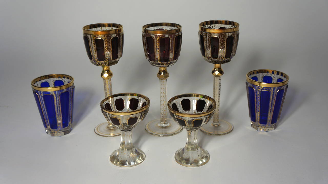 Fine and Rare Collection of Late 19th Century Moser Cut Crystal Glasses 3