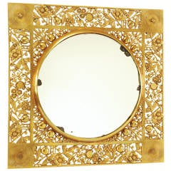 Brass Foliate Filagree Rondell Mirror