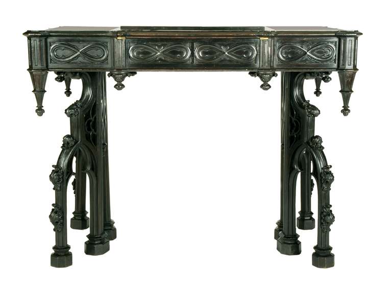 Unknown Carved and Ebonized Library Table