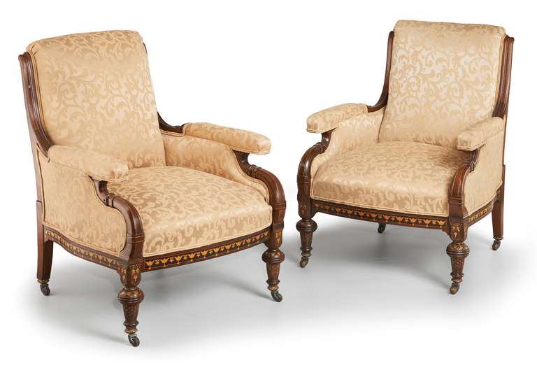 Neoclassical Five-Piece Marquetry Inlaid Rosewood Seating Suite For Sale