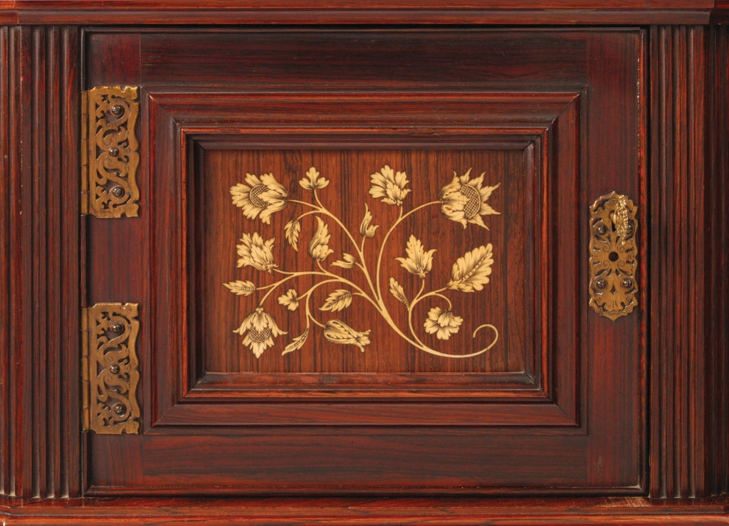 English Rosewood Console with Intarsia Penwork Inlay [Signed]