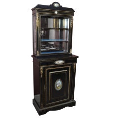 Antique Ebonised Display Cabinet Sevres Plaques circa 1880