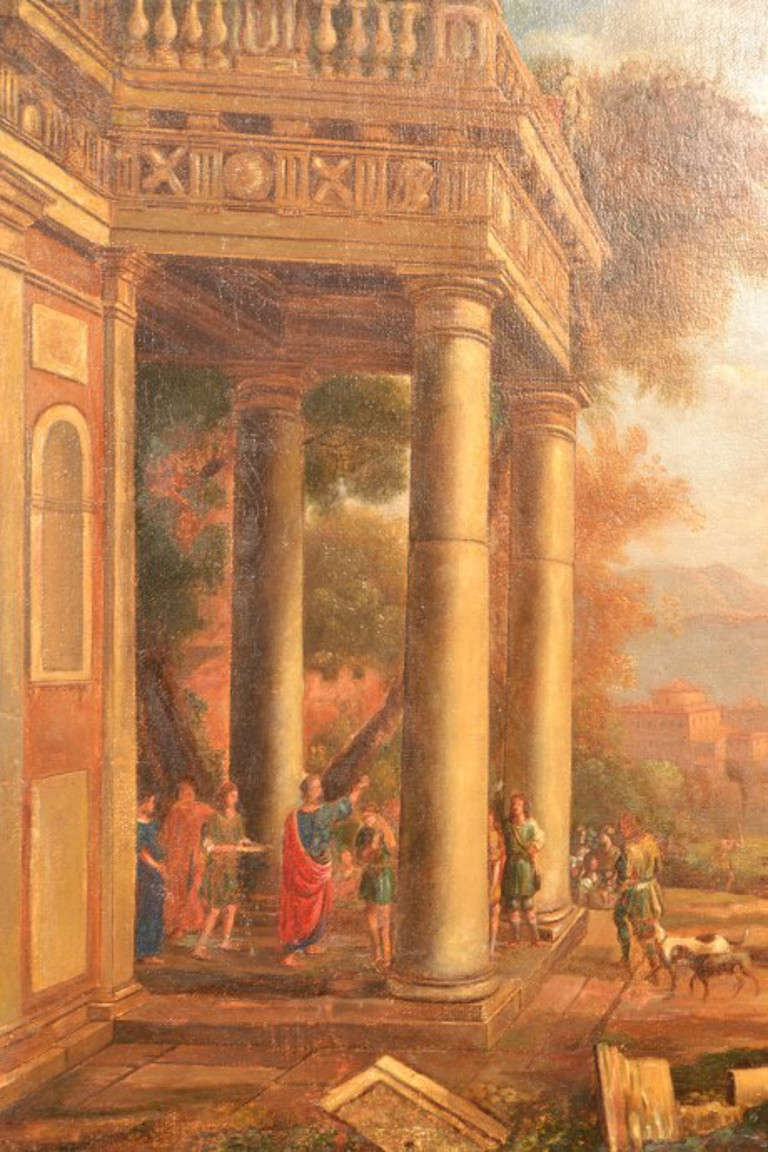 Antique Oil Painting Palladium Ruins 19th Century In Excellent Condition In London, GB