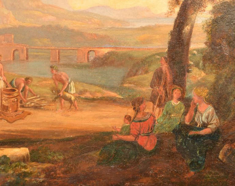 Antique Oil Painting Palladium Ruins 19th Century 2