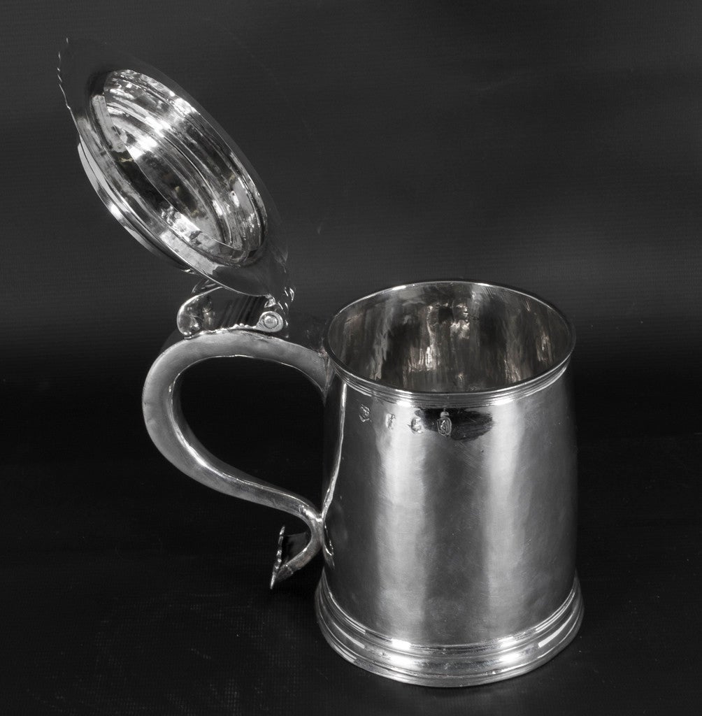 17th Century Antique William & Mary English Silver Tankard 1697