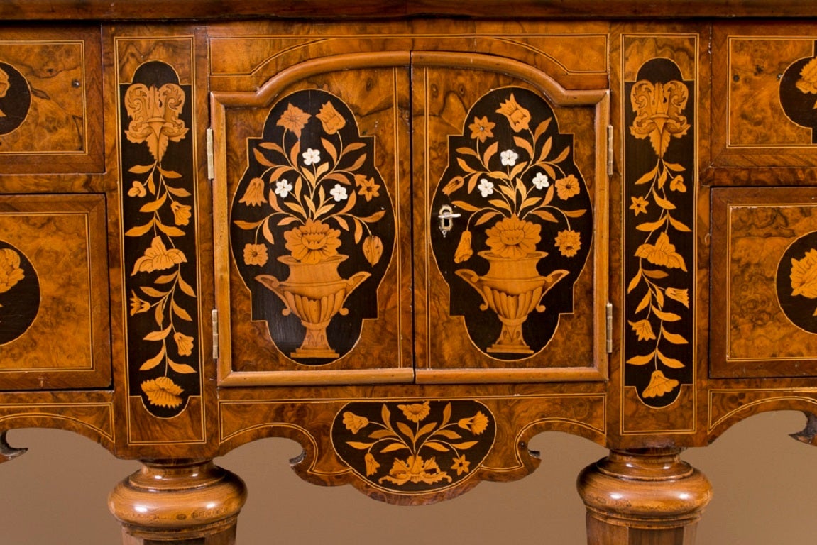 Antique Dutch Walnut Marquetry Display Cabinet c.1780 2