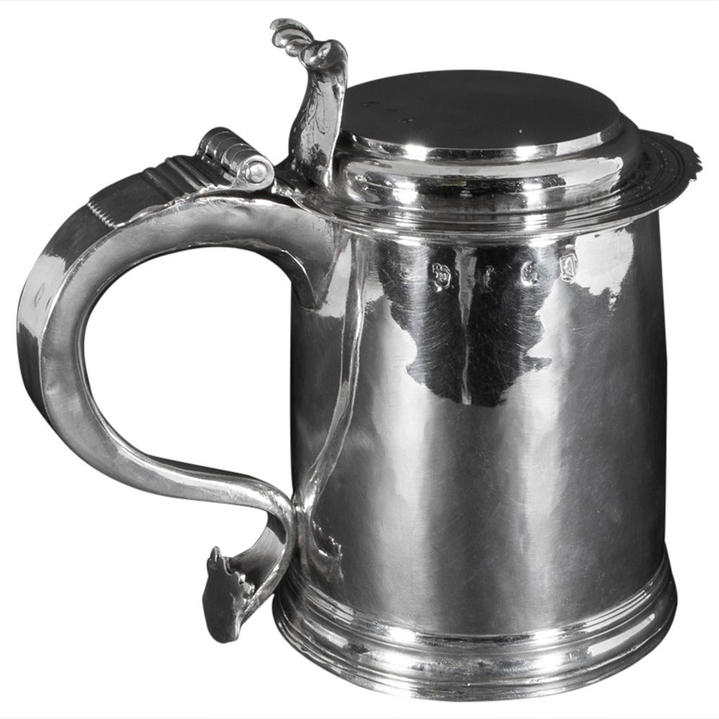 Antique William & Mary English Silver Tankard 1697