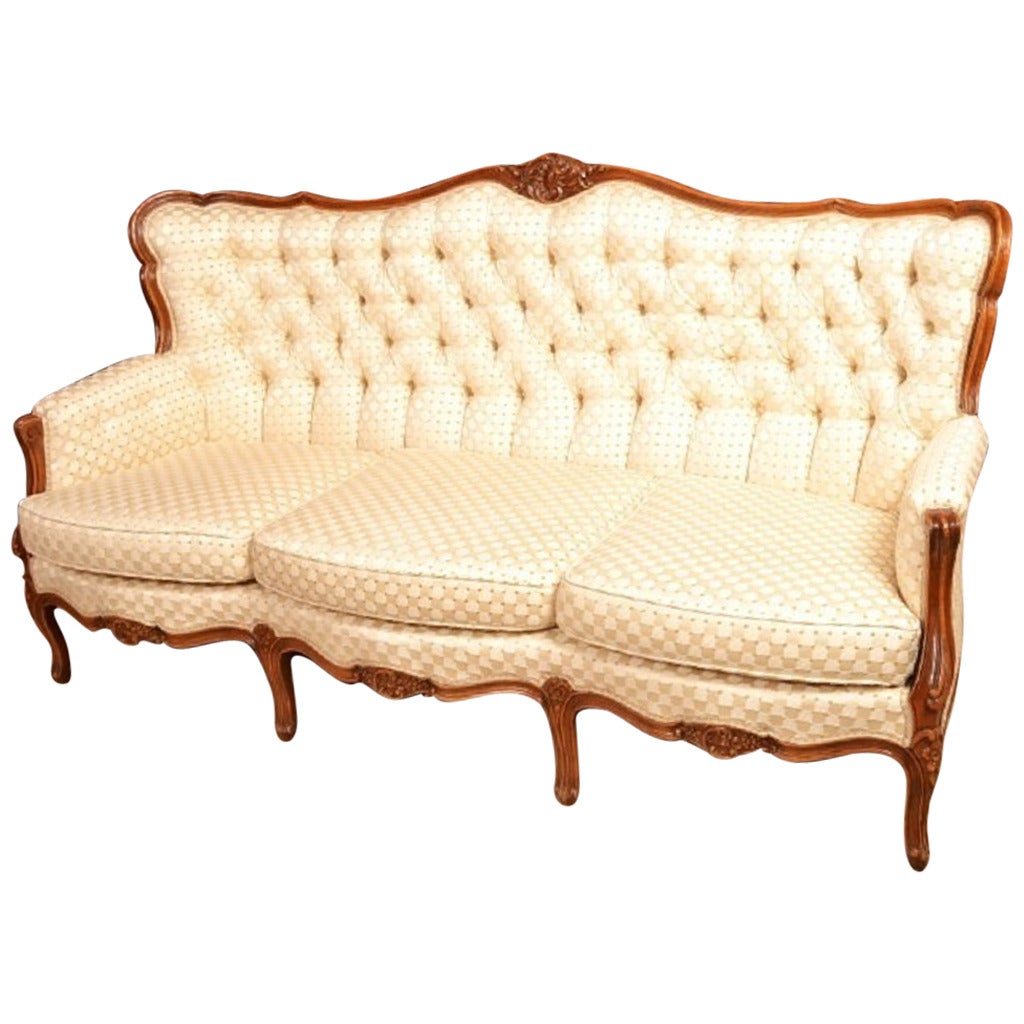 Vintage Walnut Upholstered Sofa by Epstein c.1930