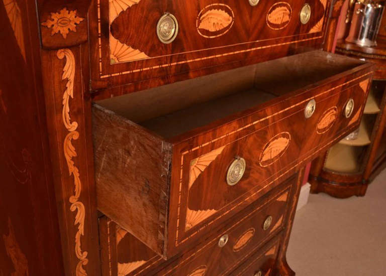 Early 19th Century 19th Century Dutch Marquetry Walnut Chest of Drawers