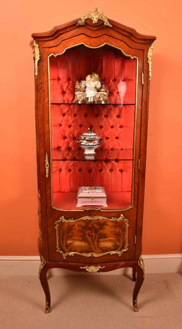 French Antique Vernis Martin Display Cabinet Vitrine