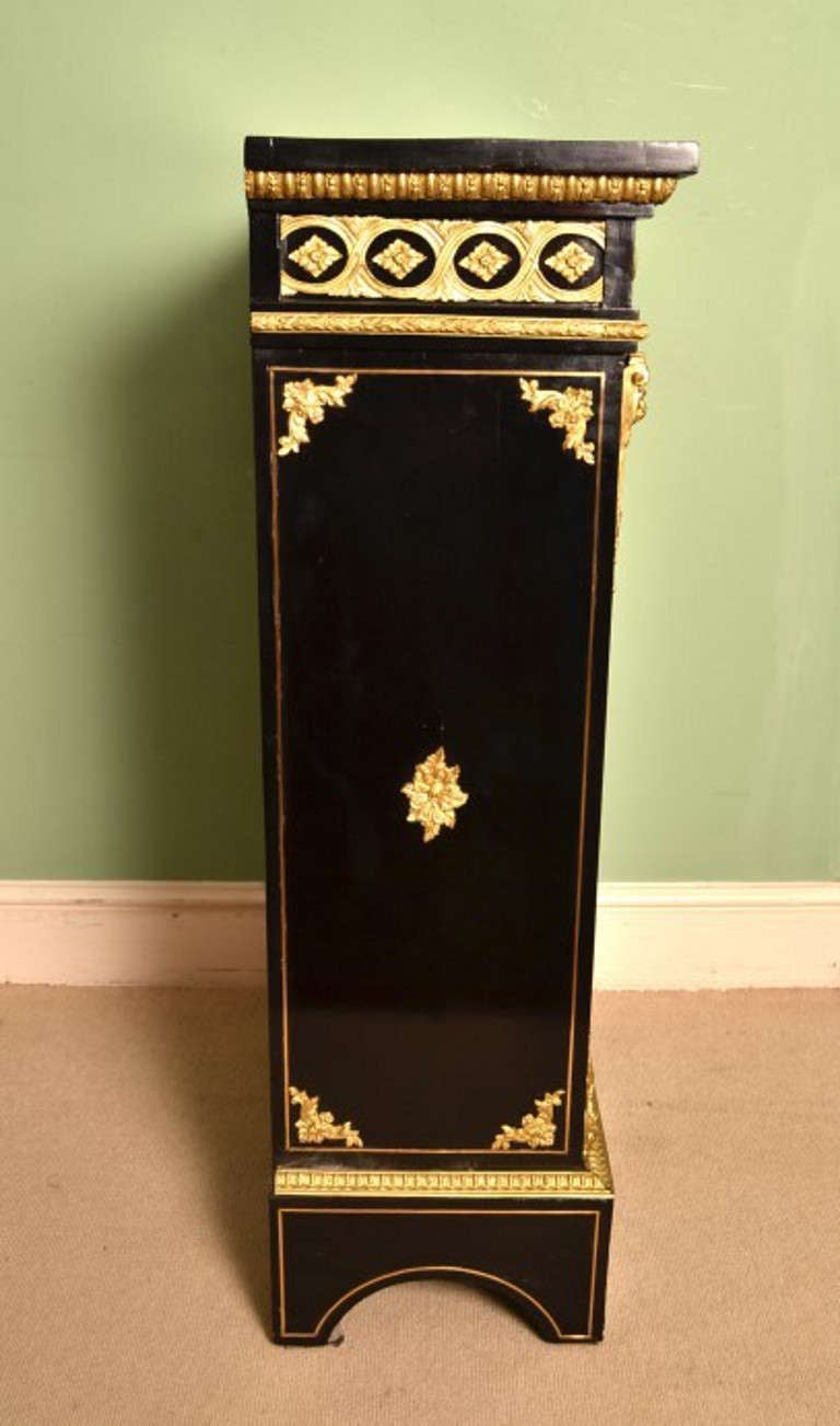 19th Century Antique Pair Victorian Ebonised Boulle Pier Cabinets