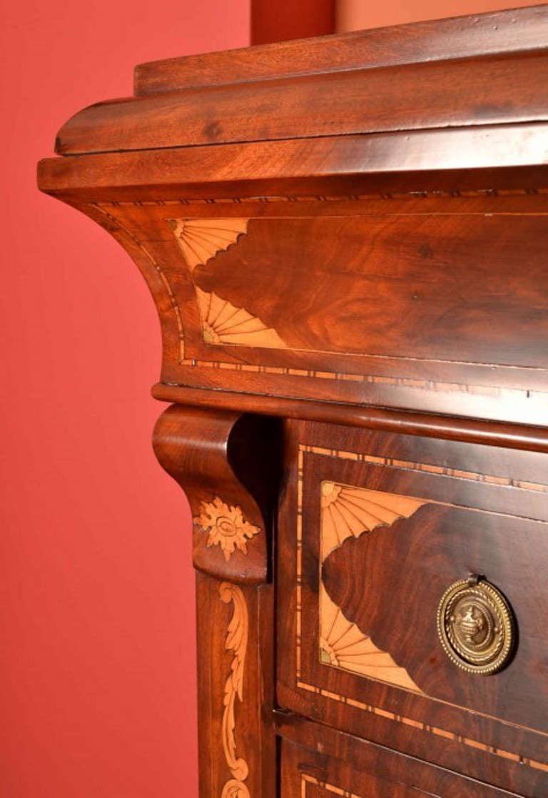 19th Century Dutch Marquetry Walnut Chest of Drawers 3