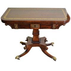 Antique Regency Rosewood Brass Inlaid Card Table