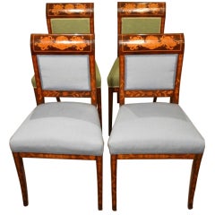 Antique Dutch Marquetry Chairs c.1820- Set of 4
