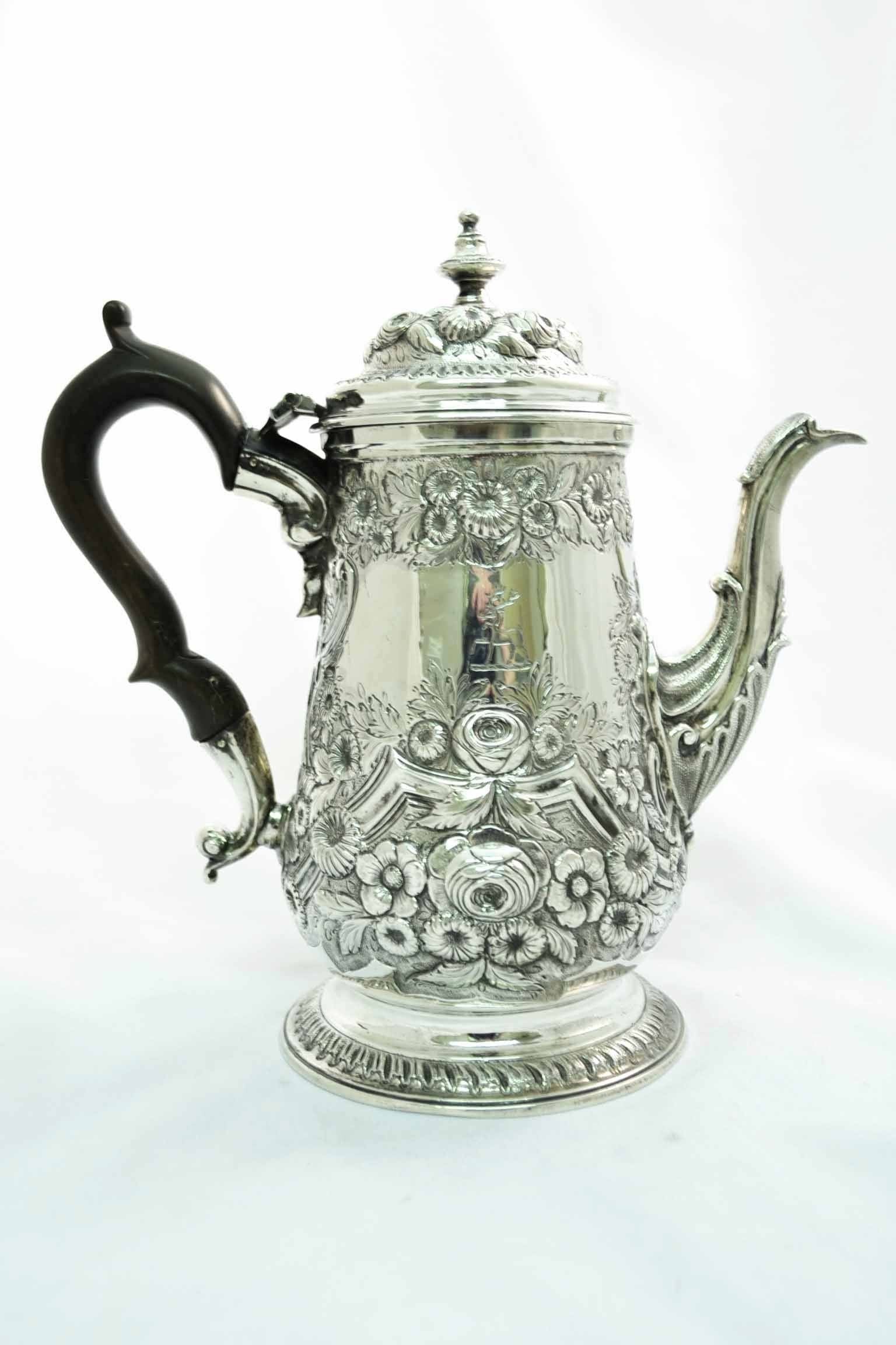 Antique English George II Silver Coffee Pot 1753 
