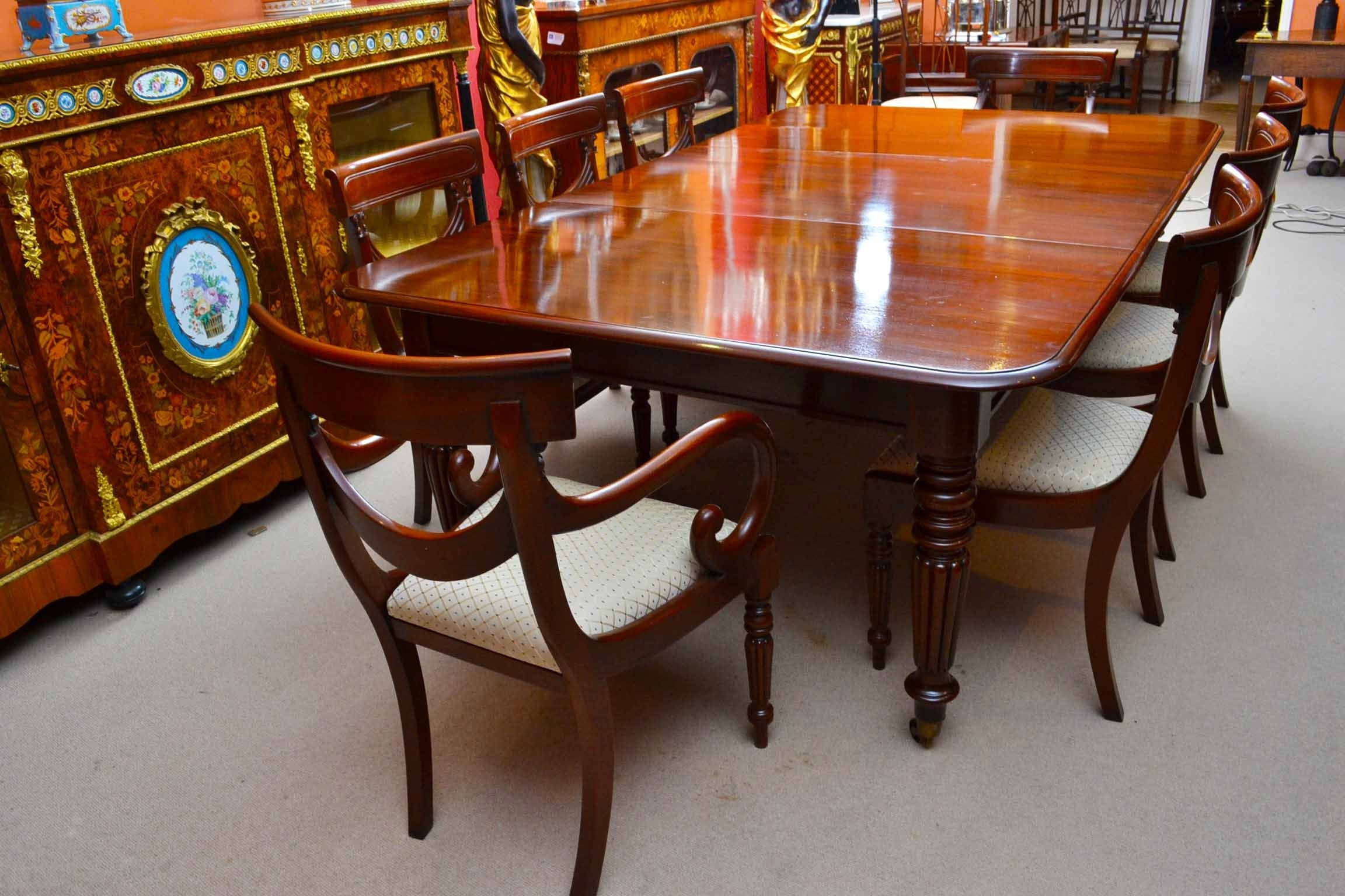 Antique Regency Dining Table with 8 Vintage Chairs at 1stDibs antique